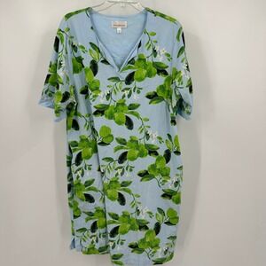 Stan Herman Womens Cottagecore Nightgown‎ Size XL Lime Print Lounge Dress